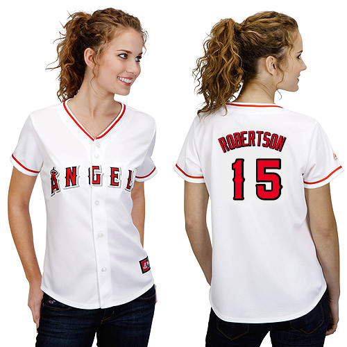 Daniel Robertson #15 mlb Jersey-Los Angeles Angels of Anaheim Women's Authentic Home White Cool Base Baseball Jersey